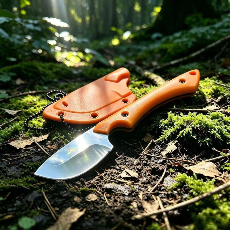 2026 Outdoor Three-color Neck Hanging Small Straight Knife with Knife Cover, EDC Knife, Suitable for Fishing and Survival Knives