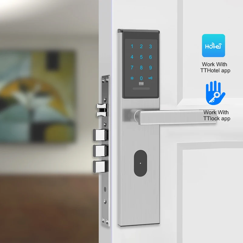 Bluetooth TTlock TThotel Online Smart Keyless passcode door locks with card reader for apartments