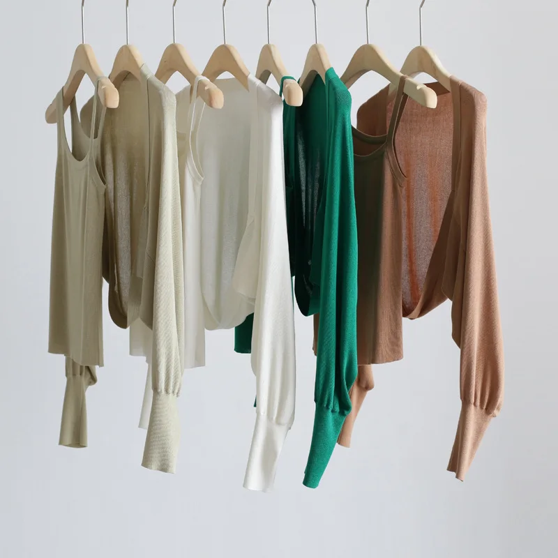 spring-summer-thin-knitted-shawl-pure-color-fashionable-loose-outerwear-lazy-short-jacket-air-conditioner-shirt