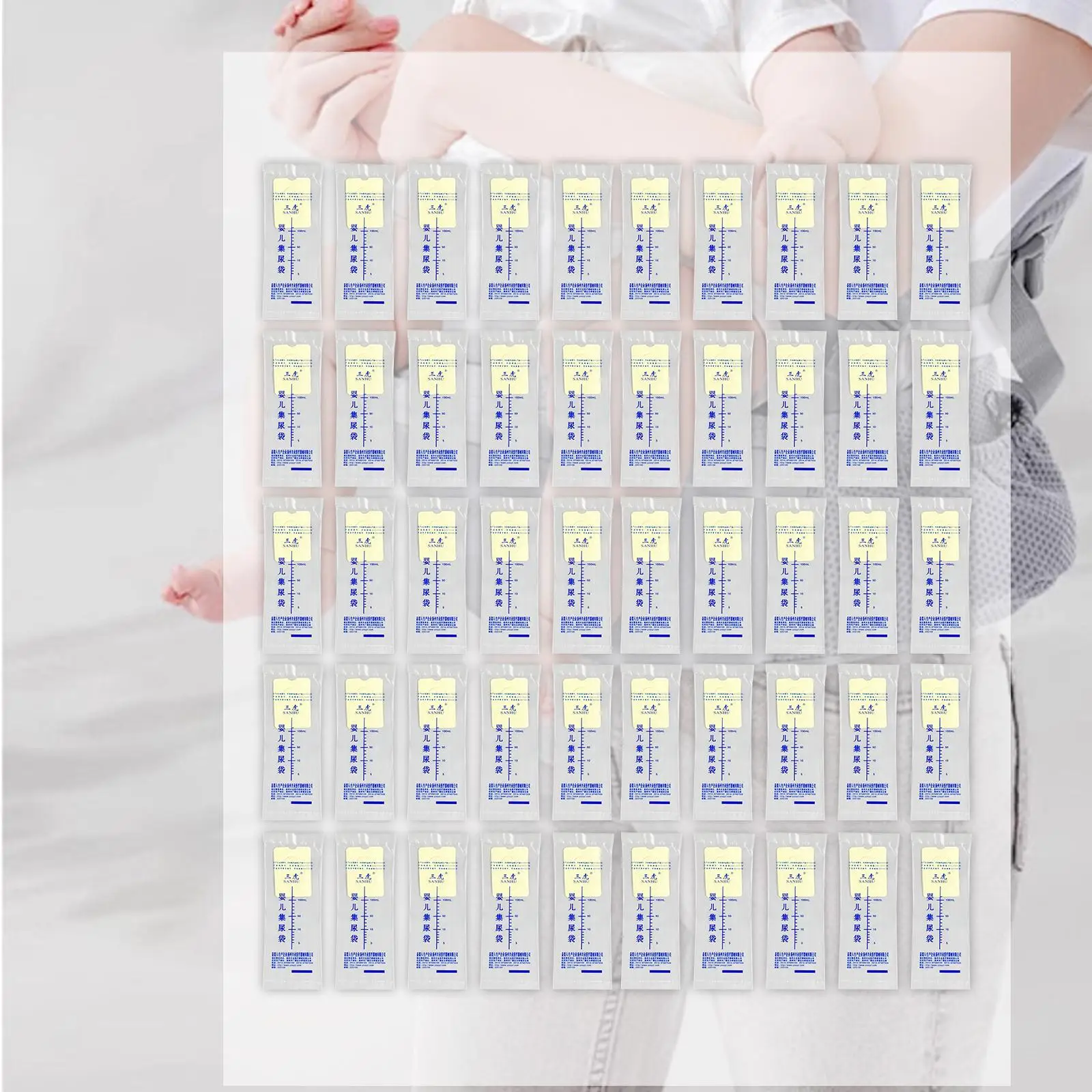 50x Pediatric Urine Bag Collectors with Printed Measurements for Children Portable Urine Catcher Pouch for Traffic Car Travel