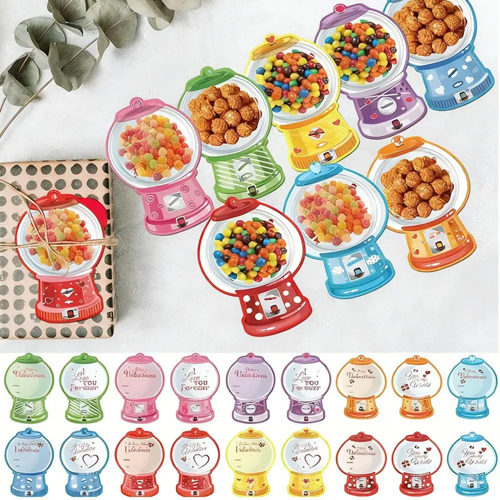 

DIY Candy Cards Set Instant Pop-up Gumball Machine Cards DIY Craft Valentine's Day Gift for Kids School Classroom Party Supplies