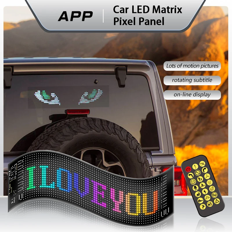 5V USB LED Matrix Pixel Panel Light Bluetooth App Control Scrolling Advertising LED Car Sign Animation Programmable For Car Shop