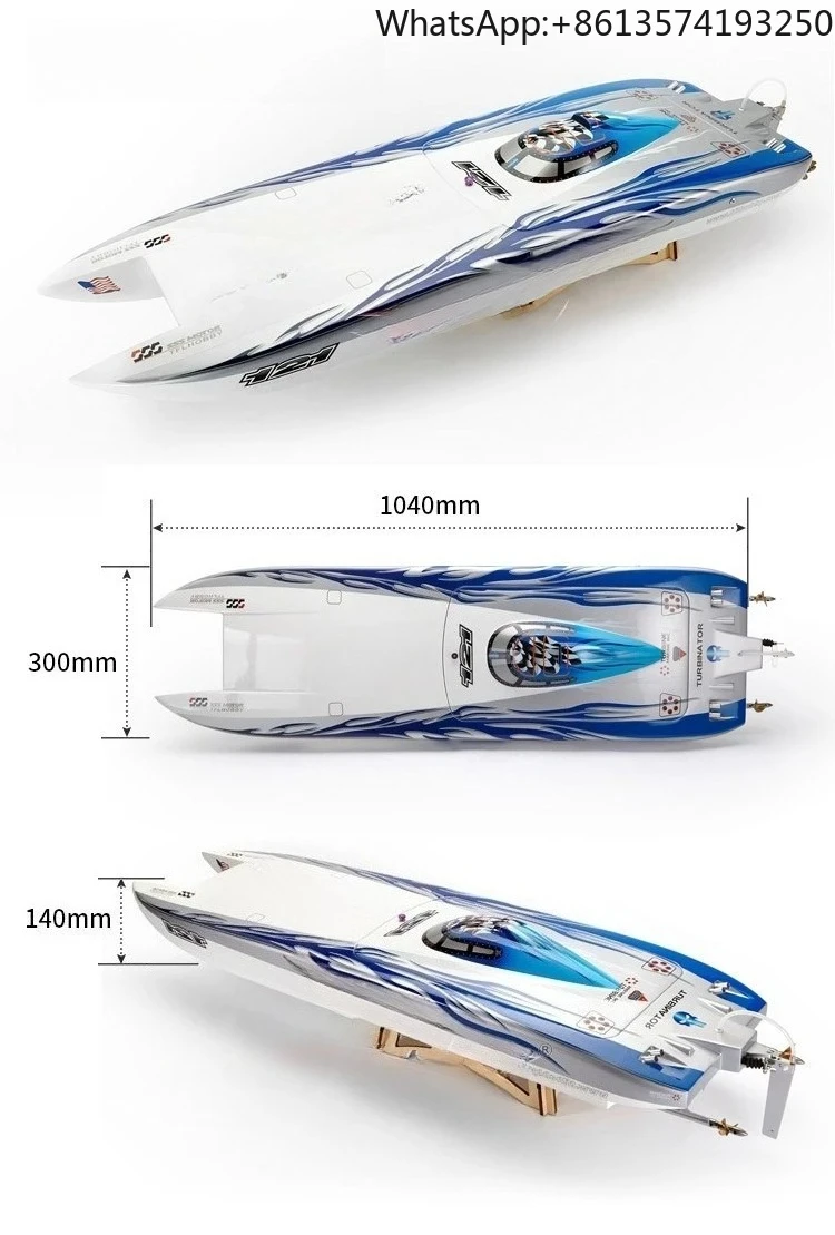 TFL Blue-White 1133 Pagani Zonda Catamarán de Fibra de Vidrio RC, Barco de Carreras con Motor Doble 4082 y ESC de 160A, Velocidad de hasta 100KM/H