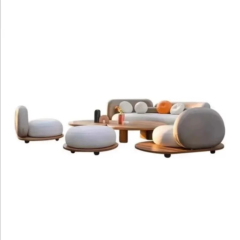 

Nordic Outdoor Sofa Courtyard Villa Lou Balcony Creative Hotel Designer Homestay Cloud Teak Sofa Combination