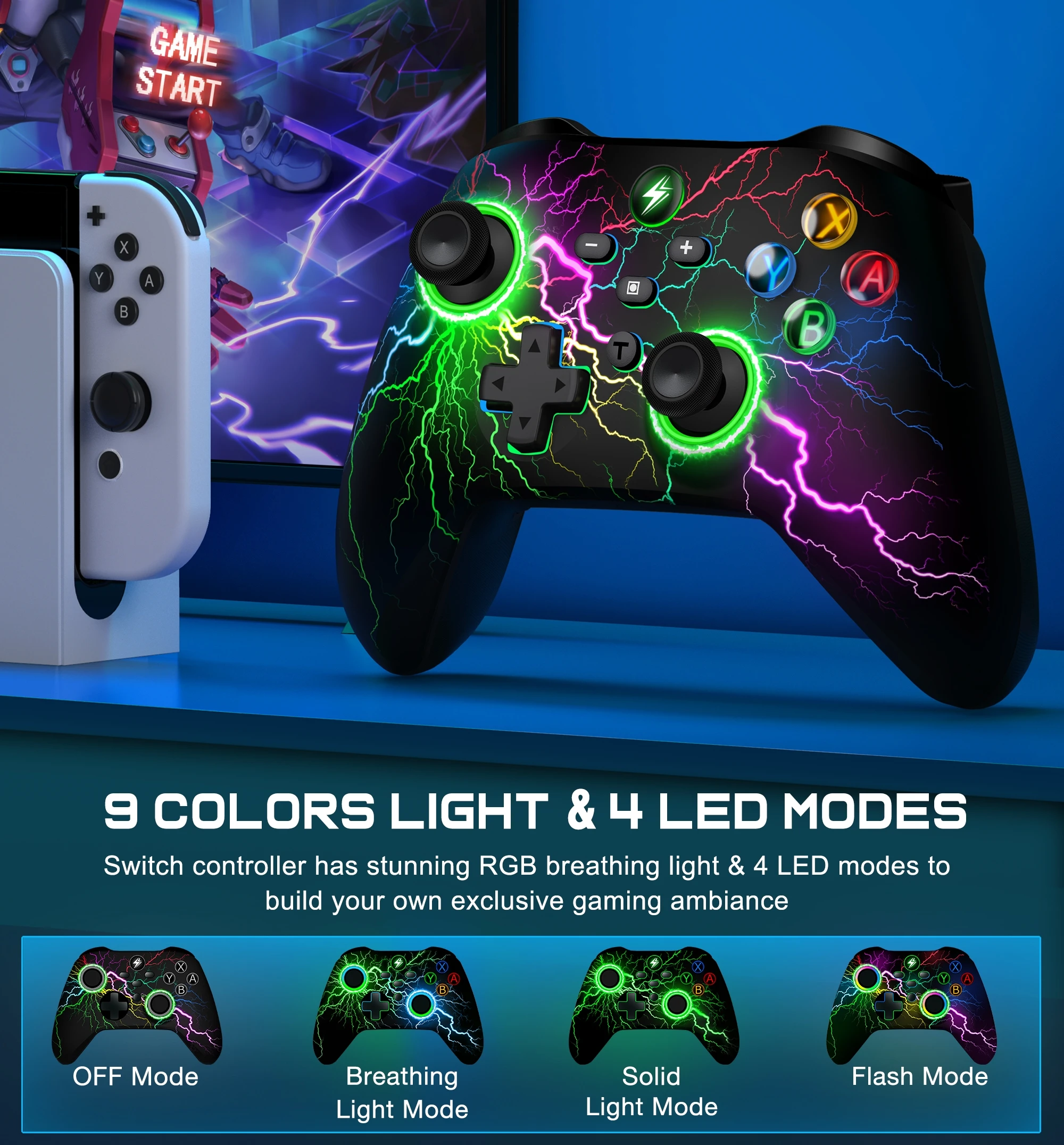 BEBONCOOL Q212 Wireless Gamepad for iOS/Android/Switch/Switch Lite/Switch OLED Controller with Programmable Turbo