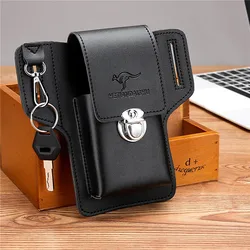 Funda protectora para teléfono móvil para hombre, bolsa de cintura para cinturón, accesorios de cuero PU, monedero, billetera para teléfono, cinturón Vintage