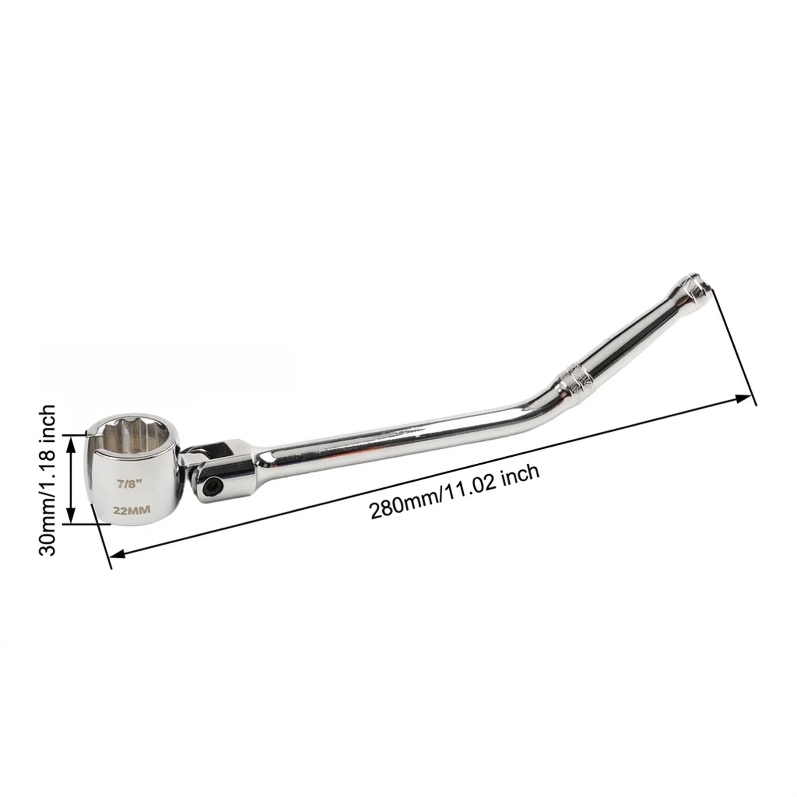 1Pc 22mm 7/8 Inch Socket Wrench 180 Degree Swivel Head Chrome Vanadium Steel For Automotive Repair Tool Extended Handle