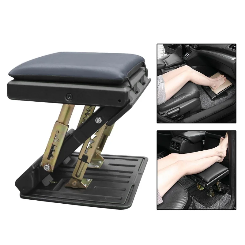 Adjustable Footrest 4-Level Height Removable Pad Ergonomic Design Universal Car Home Office Travel Portable Anti-Slip Footstool