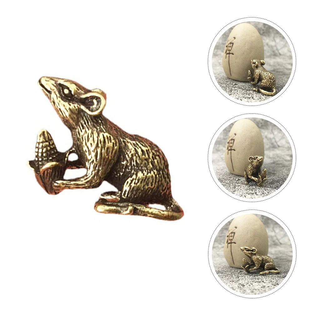 

2 шт., креативный латунный кулон в виде мыши, прочный брелок для ключей со знаком зодиака, крыса для сумки, рюкзака, ожерелье, декор, латунный кулон, ожерелье, подвески