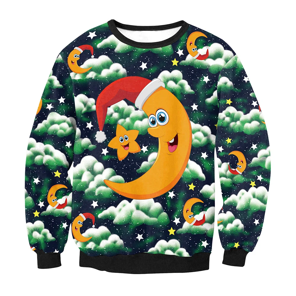 

Christmas Printed Sportswear Loose Casual Long Sleeve Women's Clothing Christmas Elk Print Round Neck Long Sleeve Sweatshirt