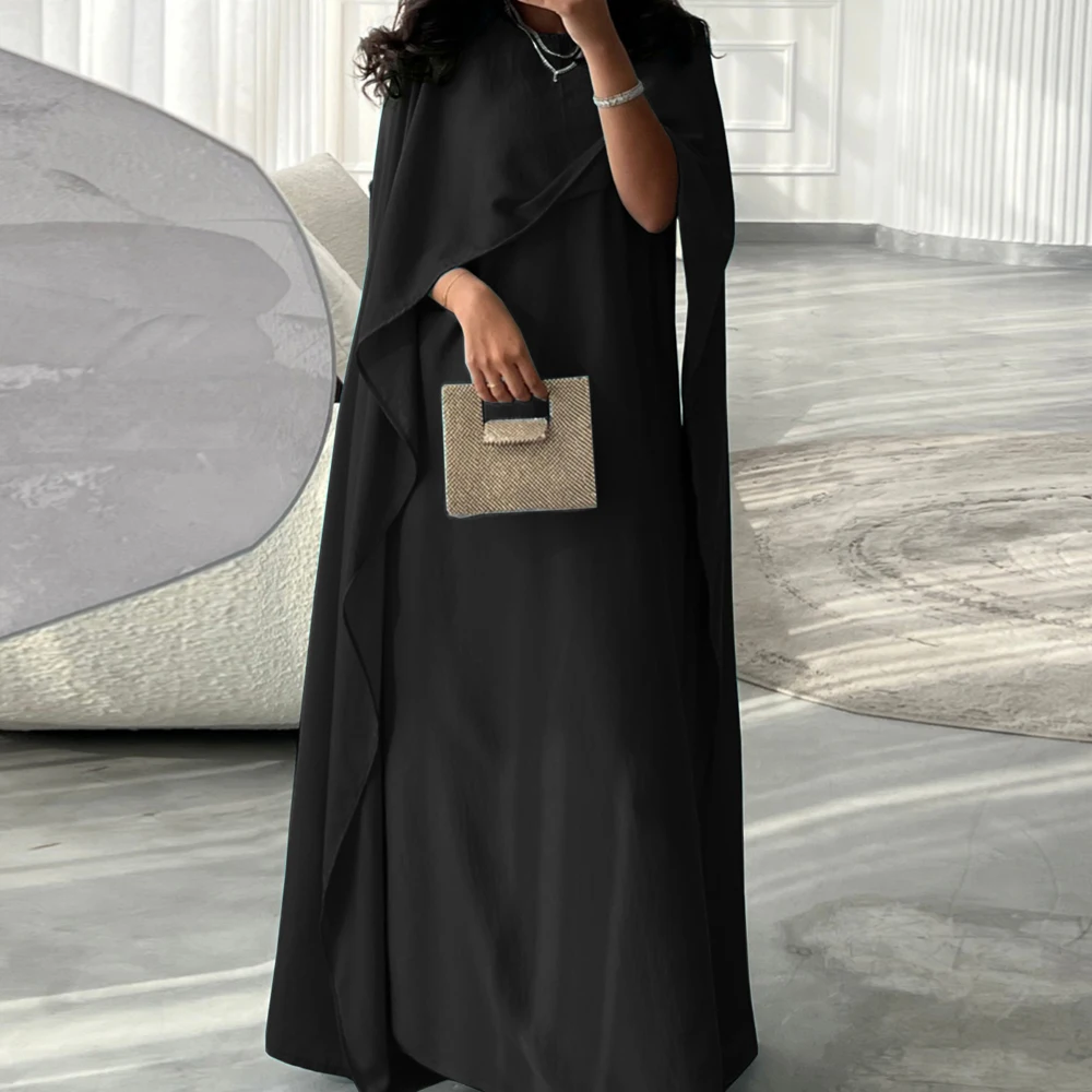 Satynowa sukienka maxi dla muzułmanek, peleryna, djellaba na Ramadan, kaftan na Eid, Turcja, Dubaj, abaja, islam, jalabiya, kebaja, kaftan marokański, damska