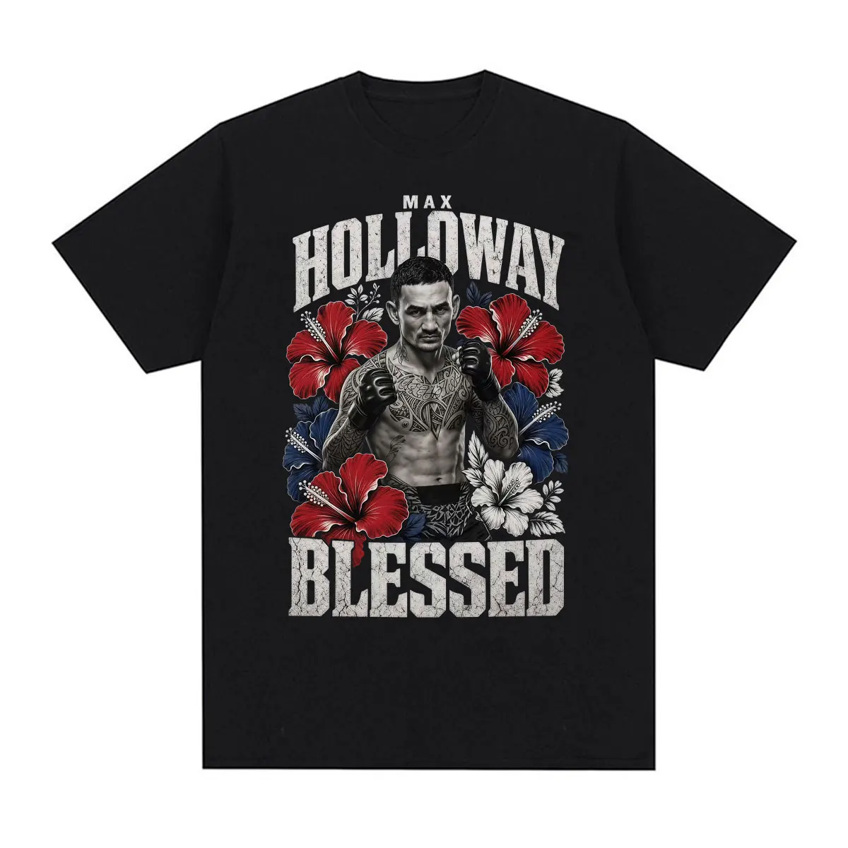 Max Holloway Blessed Vintage Graphic T-shirt Men's Clothing Fashion Violence Aesthetic T Shirts Casual Cotton Oversized T-shirts