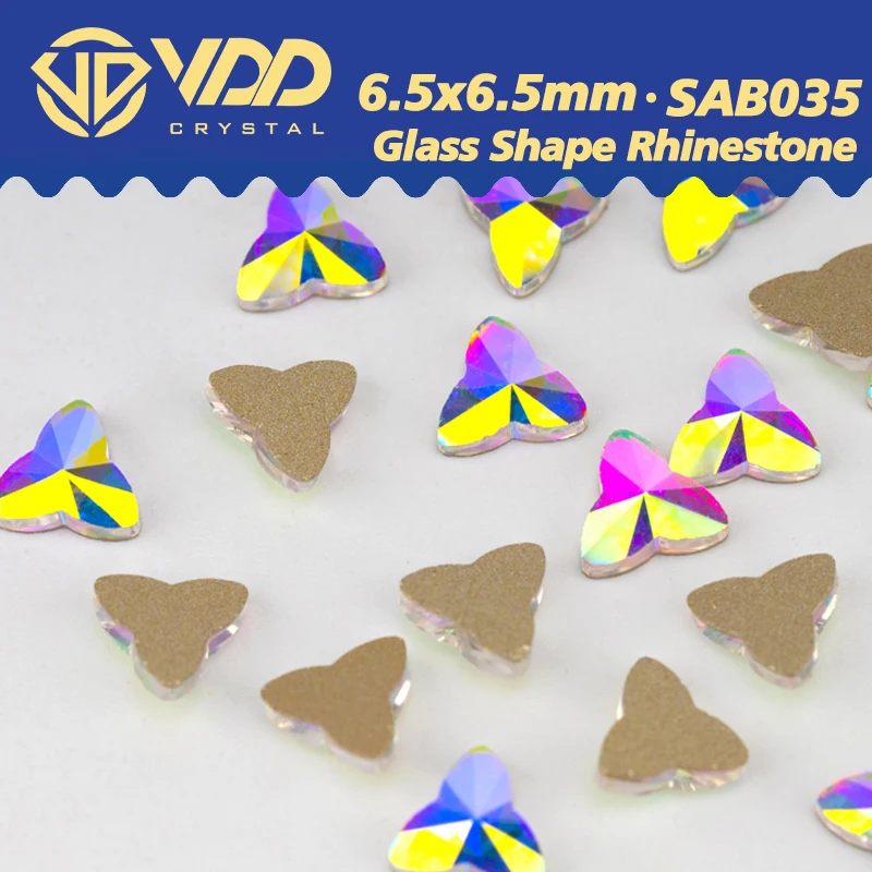 VDD 유리 모양 크리스탈 모조 다이아몬드, 크리스탈 AB 플랫 백, 도매 DIY 네일 아트 장식, SAB35, 6.5x6.5mm, 100, 500, 1440 개