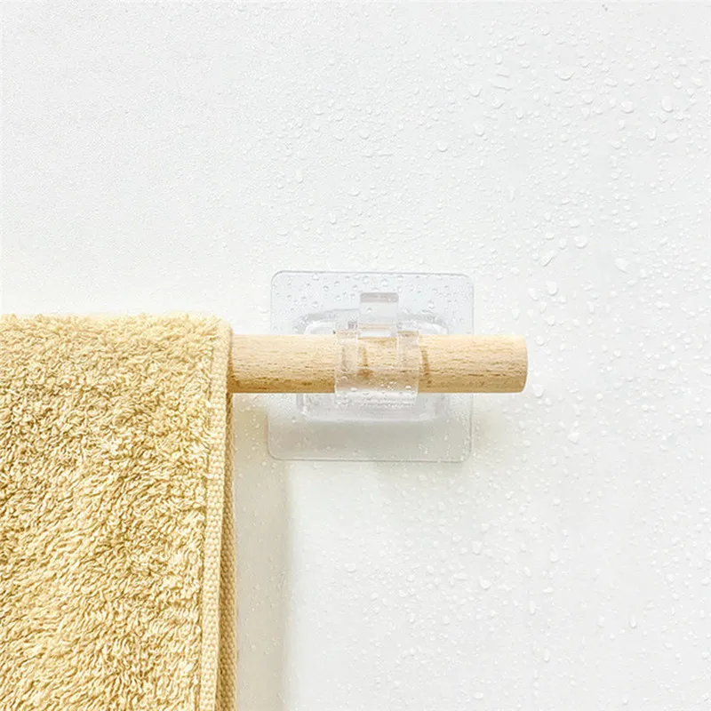 2pcs Self Adhesive Curtain Rods Bracket White Hanger Crossbar  Clips Wall Hooks Organizer Rails Rack Home Storage