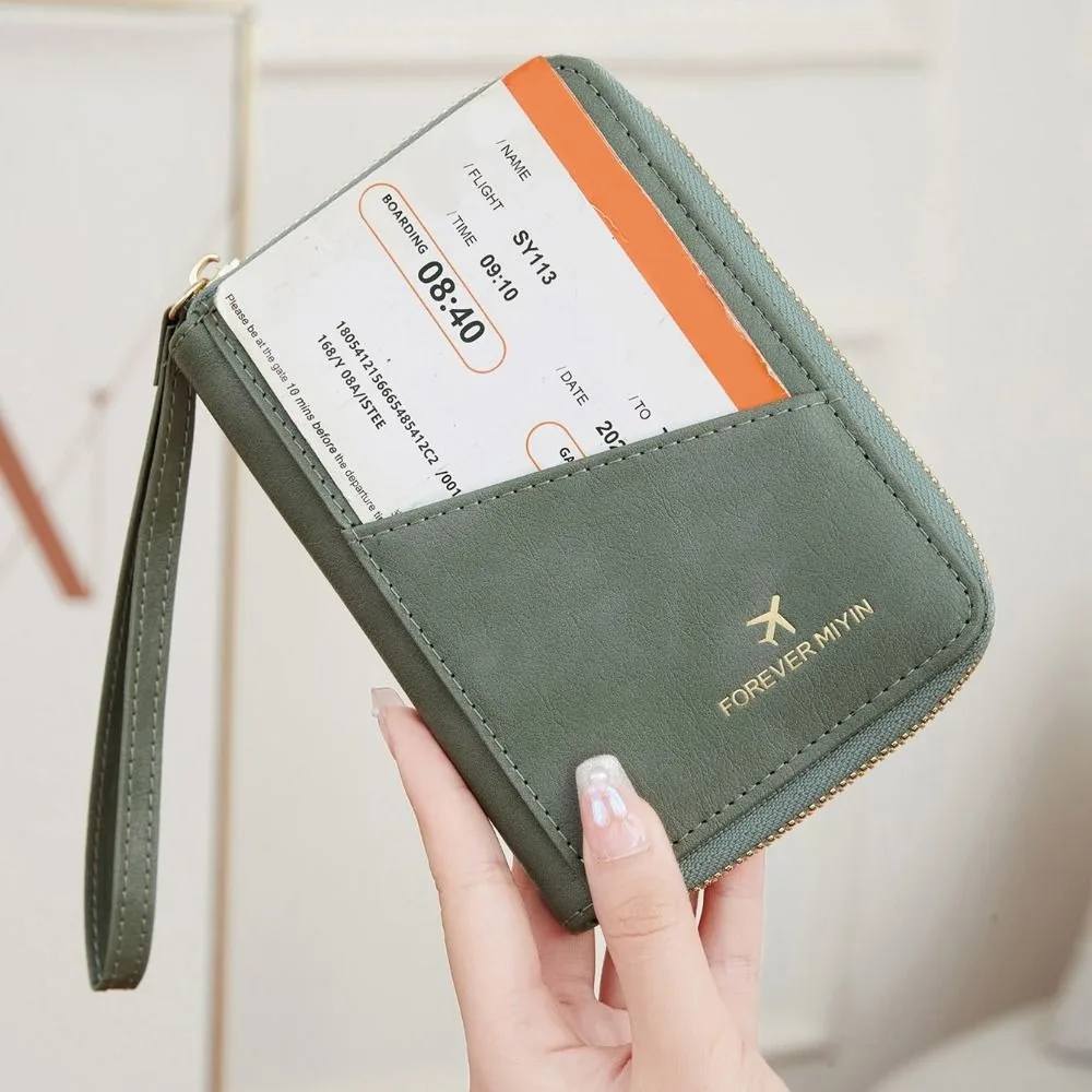 Waterproof Passport Cover with SIM Card Slots Card Case Multifunction Leather Passport Bag Airplane Check-in Zipper