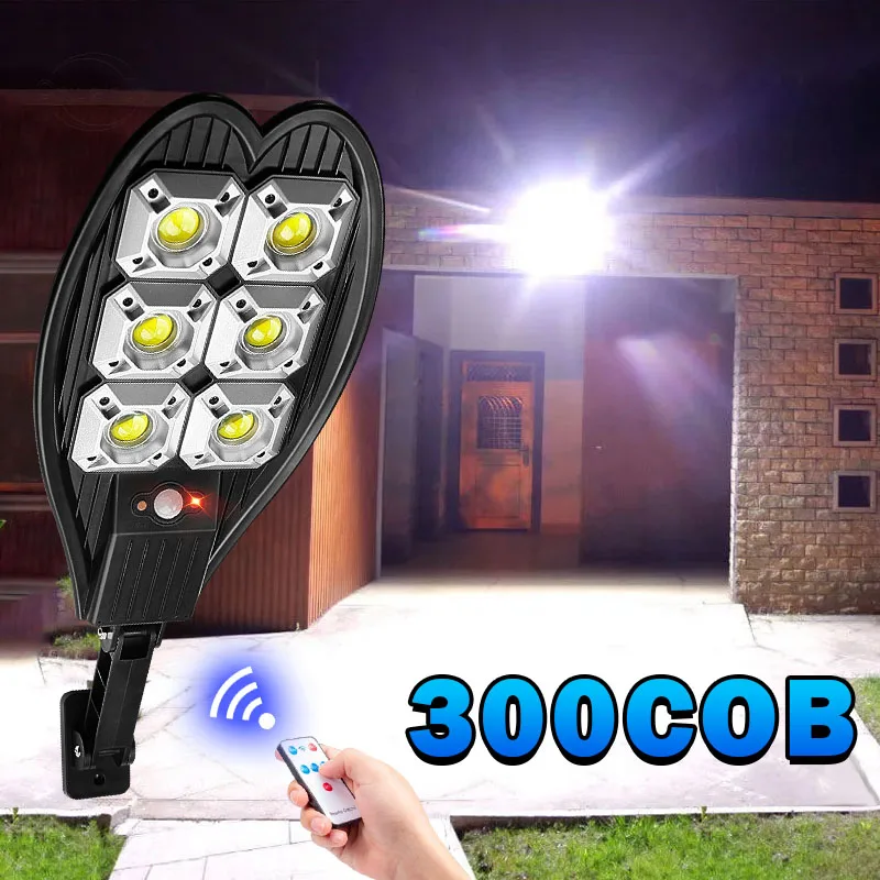 Newest 8000W Solar Led Light Outdoor 300COB Garden Light Waterproof Solar Lamps Remote Control Street Lights With Motion Sensor