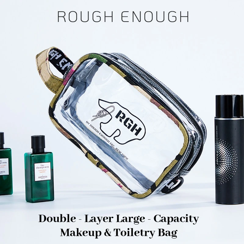 RGH Large Capacity Waterproof Travel Toiletry Bag Portable Korean Style Double‑Layer Transparent Cosmetic Storage Organizer for