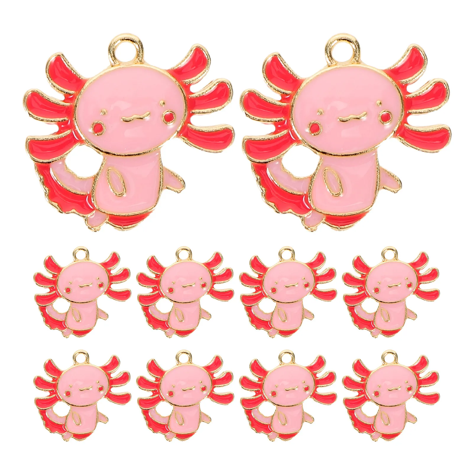 

10Pcs Cartoon Axolotl Charms Colorful Enamel Pendants for Jewelry Making Keychains Bracelets Necklaces DIY Crafts Metal Animal