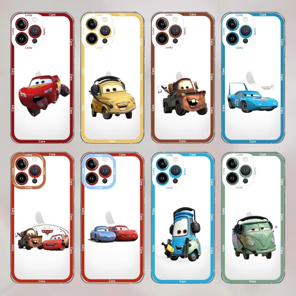 รถยนต์ L-Lightning M-McQueen เคสโทรศัพท์สำหรับ iPhone 11,12,13,14,15,15 Pro,13 PROMAX, 14 PLUS, 15 MINI, 16,16PLUS, 16PROMAX