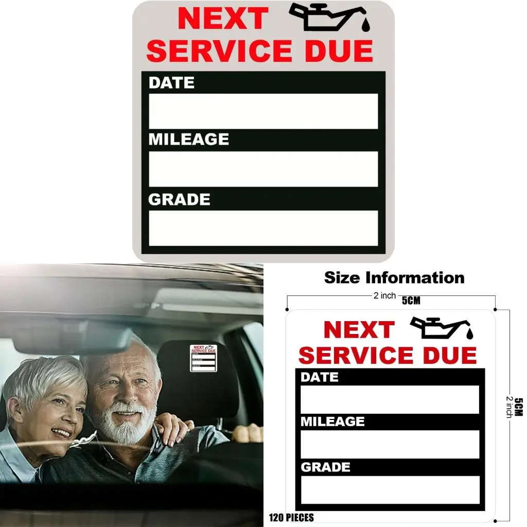 120Pcs Car Cares Stickers Oil Change Reminder For Vehicles Windscreen Label