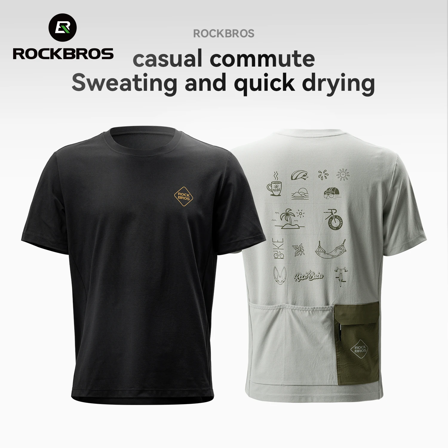 

ROCKBROS Summer Cycling Jersey Elastic Quick Dry Breathable Short Sleeve T-Shirt Men Women Cycling Clothing Daily Casual Wear