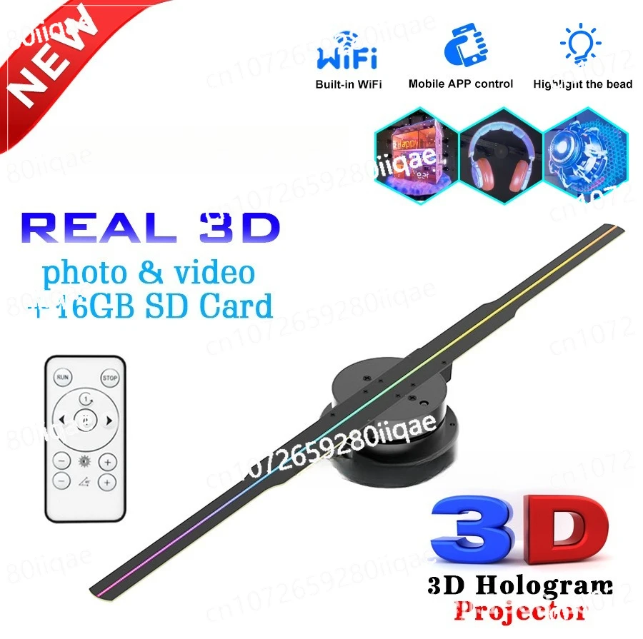 

3D Holographic Projector 244LED Three-dimensional Rotating Floating Aerial Imaging Fan Screen Wall-mounted Advertising Machine