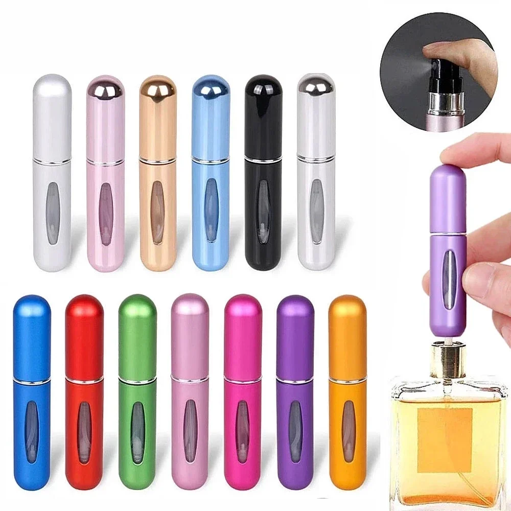 Perfume Spray Bottle Mini Portable Refillable Aluminum Atomizer Liquid Container  Empty Refill Travel Cosmetic Alcochol Sprayer