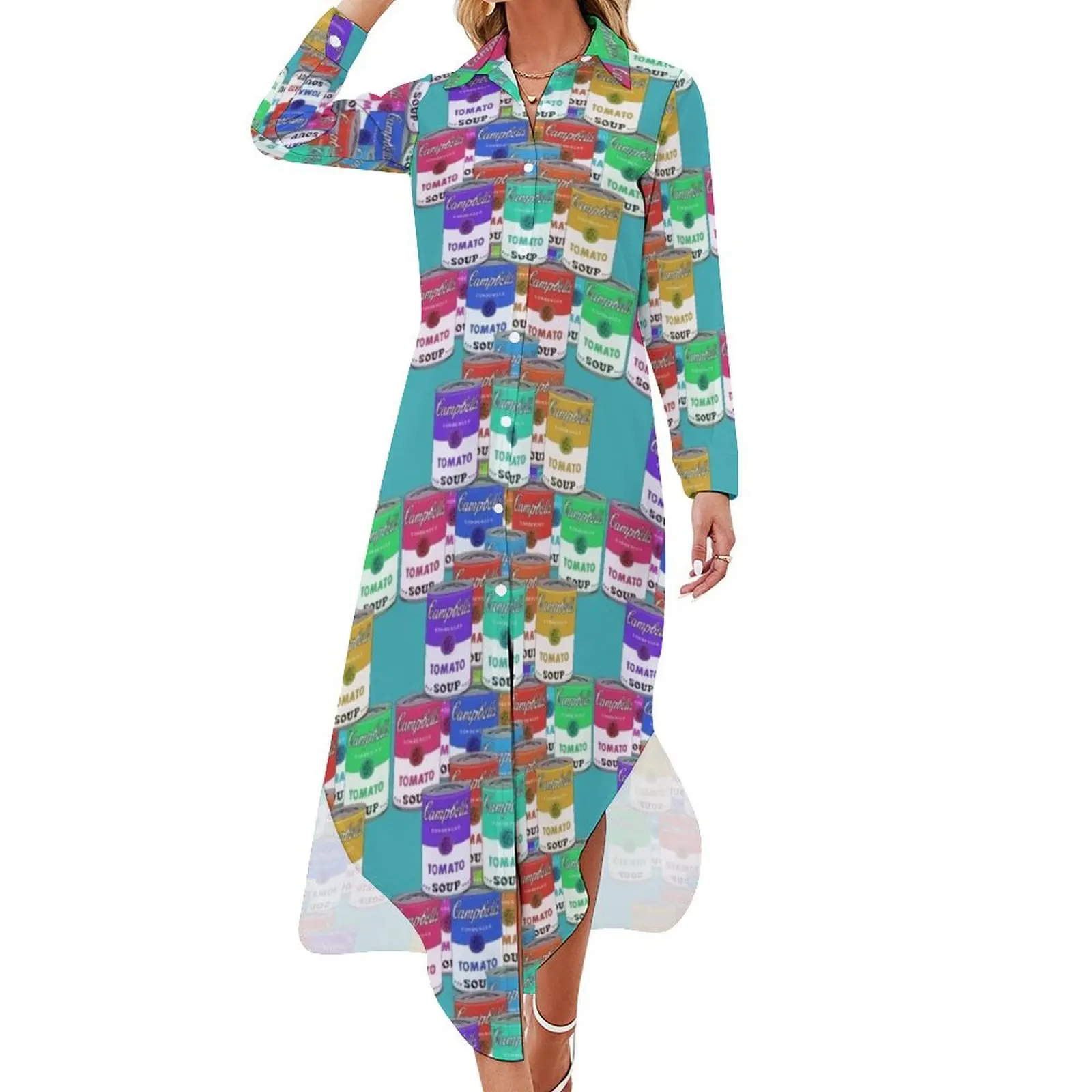 

tomato soup pattern Long Sleeved Shirt Dress dress women summer 2024 purple dress womens