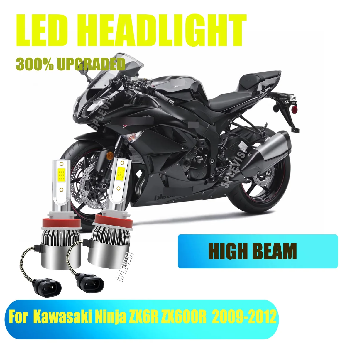 

H11 H8 H9 LED Headlight High Beam Bulbs - Upgraded Full Coverage Light Pattern Fits For Kawasaki Ninja ZX6R ZX600R 2009-2012