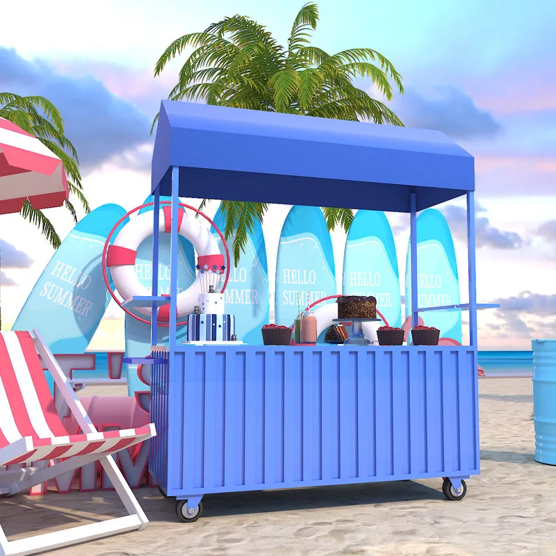 Commercial street trolley mobile float outdoor night market promotional car street stall display stand