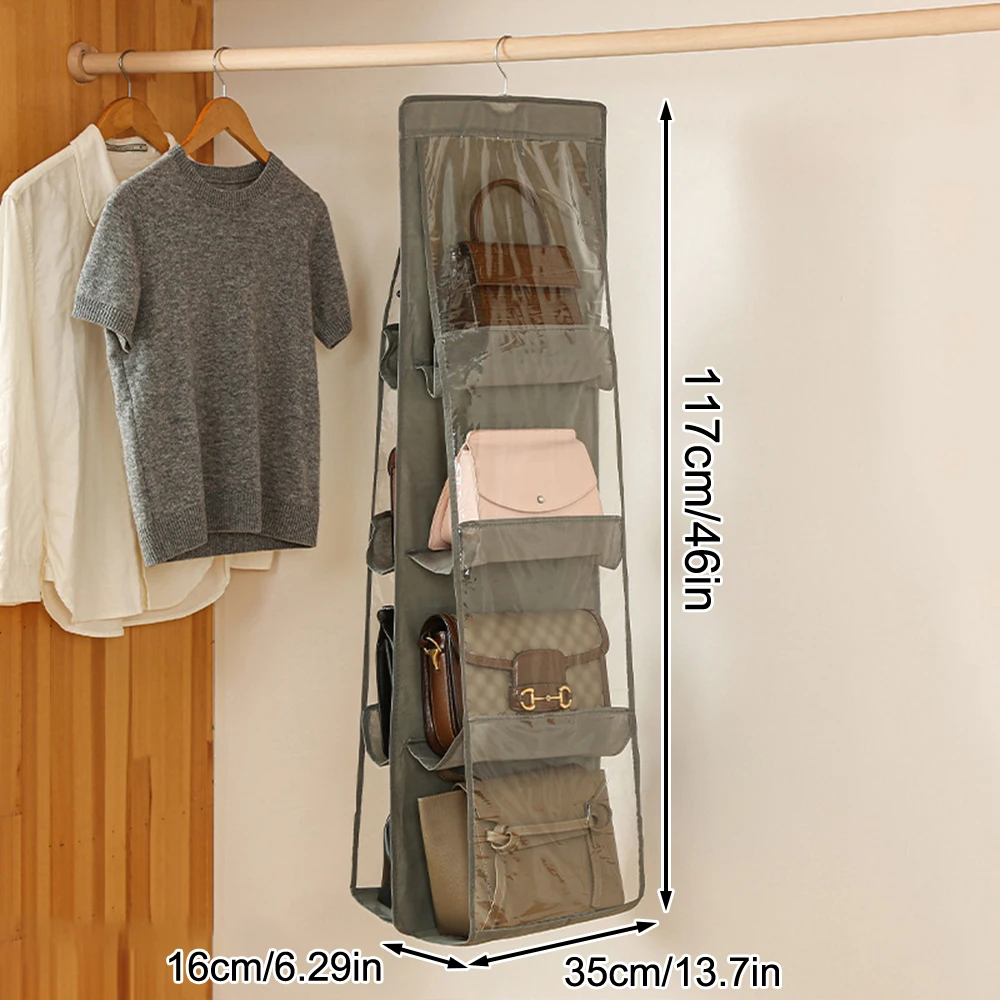 Double-Sided Hanging Bag Storage with Six Layers Transparent Bedroom Closet Organizer Dust Bag for Home Organization image 5