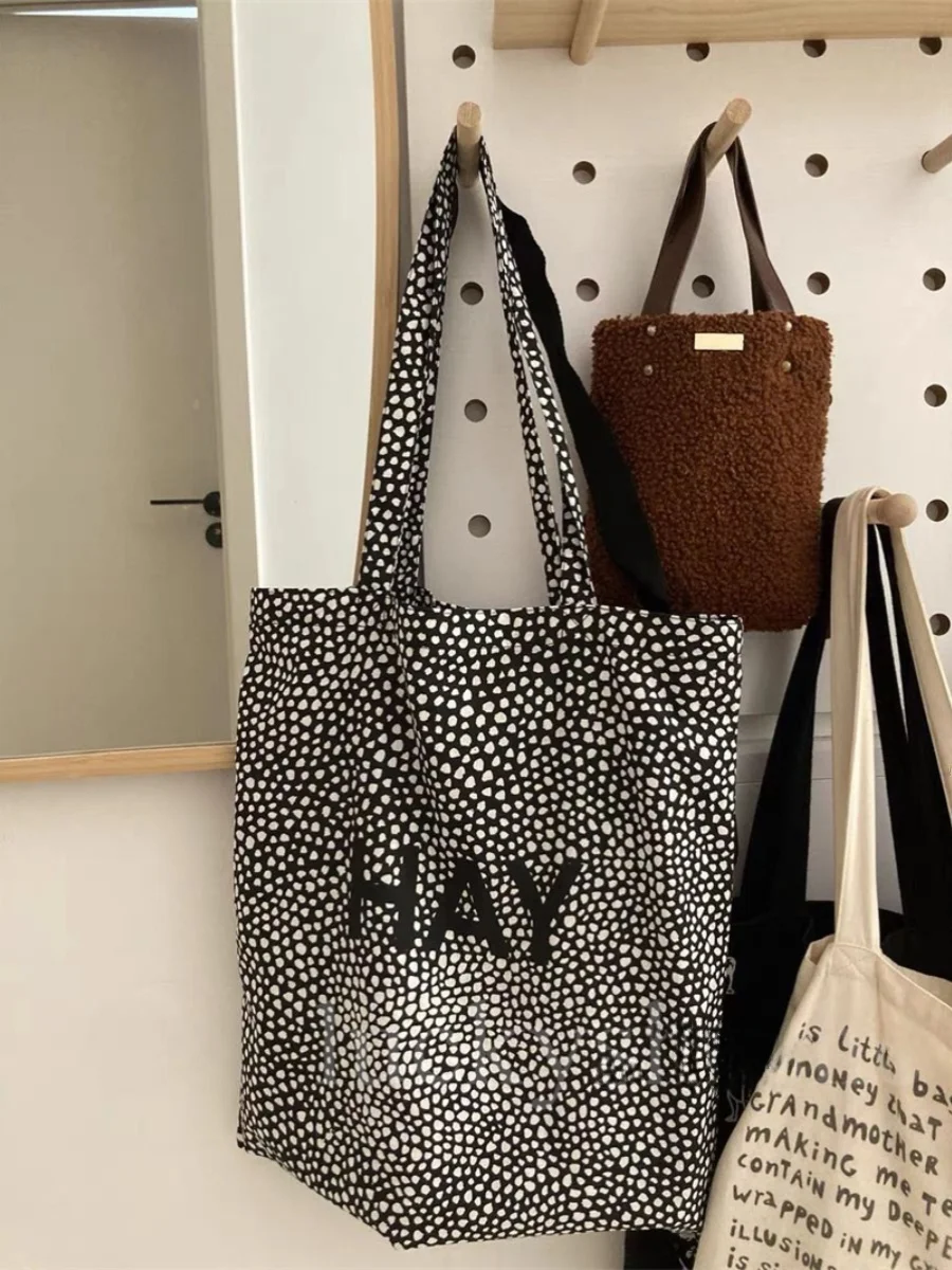 

Large Capaci Canvas Tote Bag op Bag Single oulder Leopard Print Quirky Design Korean Sle Handbag for Youth Daily Use