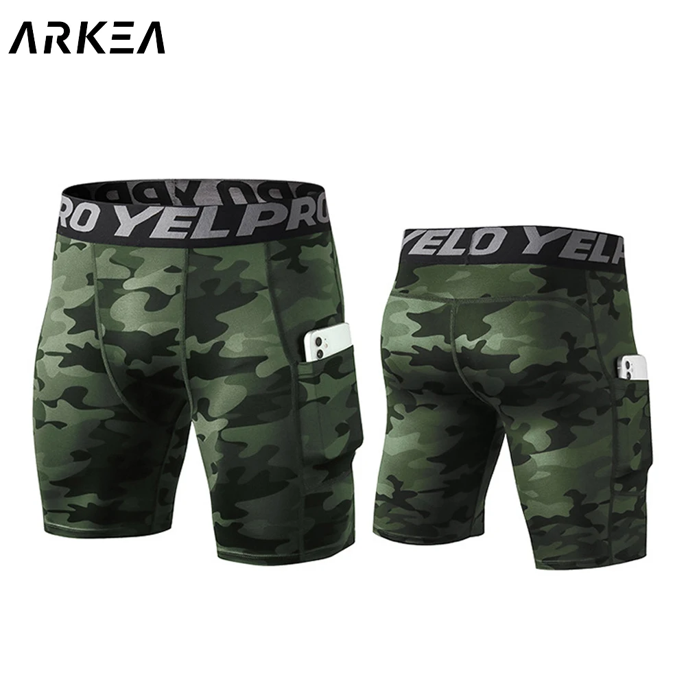 Shorts masculinos de compressão camuflados, roupas esportivas justas de treinamento, leggings de ginástica, calças esportivas, calções de corrida