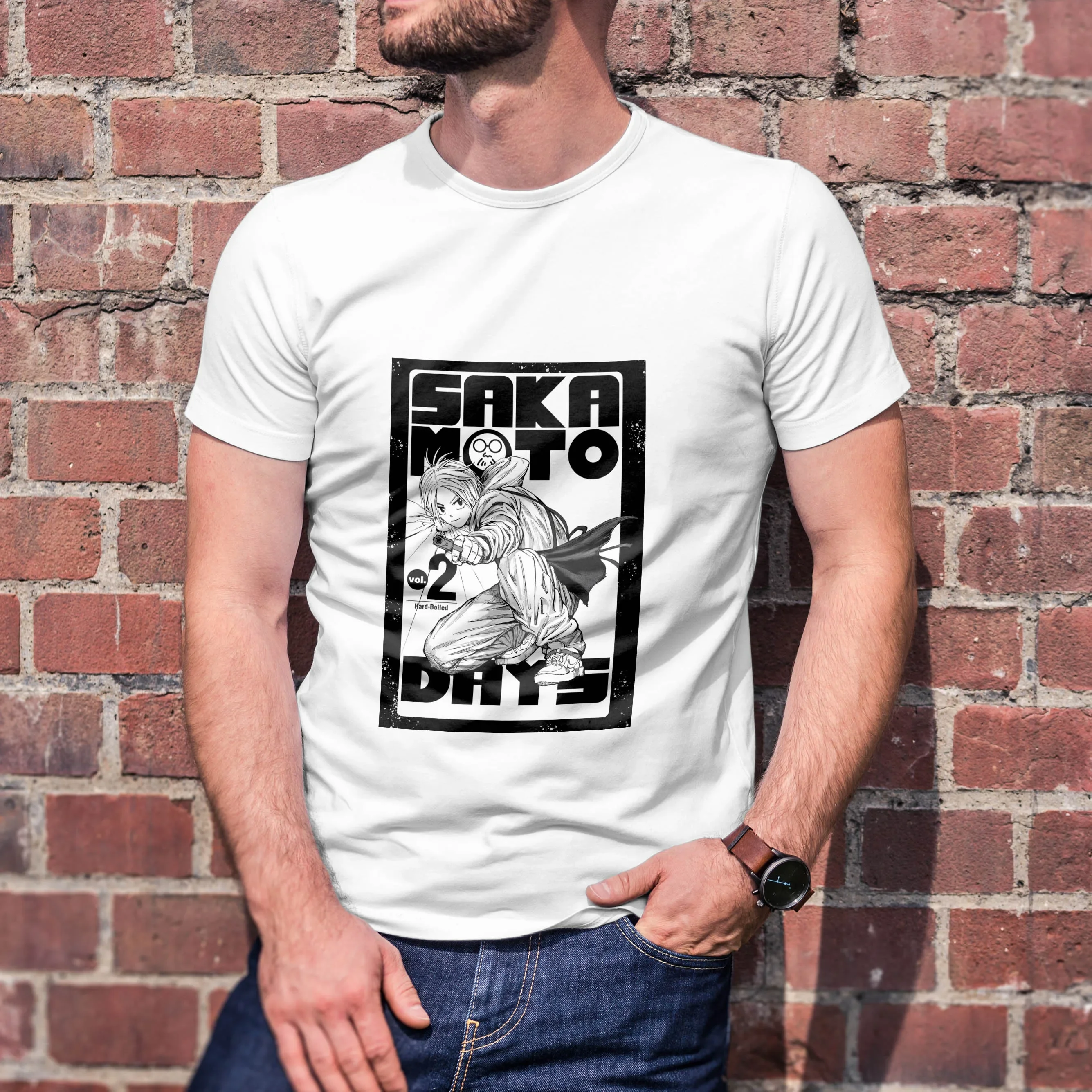 Anime tv Sakamoto Days T-sihrt Printed Graphic Men's and Women's 100% Cotton Crewneck Short-sleeved Casual Breathable T-shirt