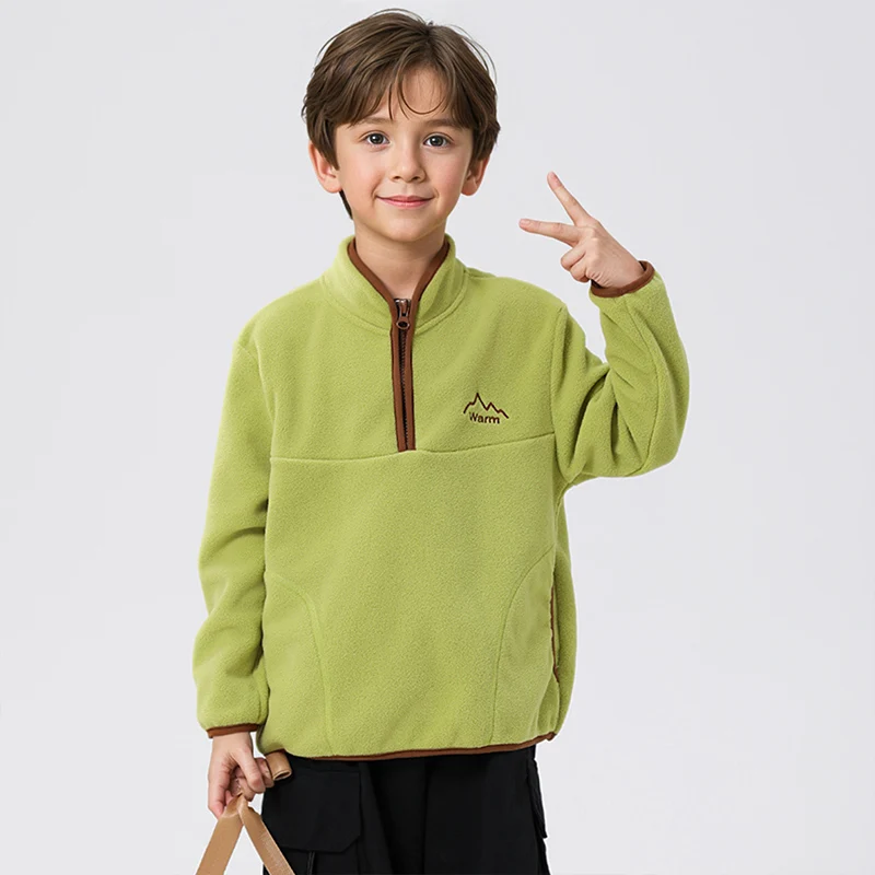 Autumn And Winter Children's Thick Fleece Fashion Stand Up Collar Jacket Boys And Girls' Sports Baseball Jacket Windproof Coat
