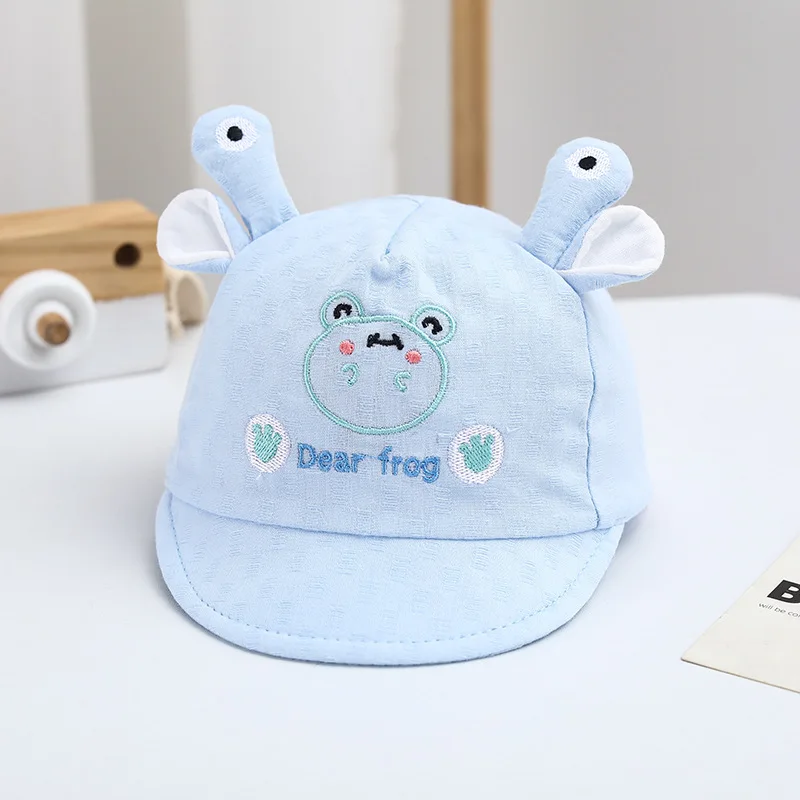 3 Colors Spring Newborn Baby Cartoon Frog Baseball Cap Pink Cotton Infant Hat for Girls Boys Outdoor Sunbonnet Headwear 0-6M