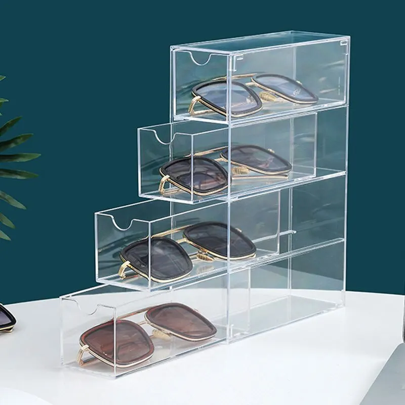 Acrylic Glasses Case Four Layers of Desktop Display Box Dustproof Drawer Style Storage Glasses Sunglasses Case