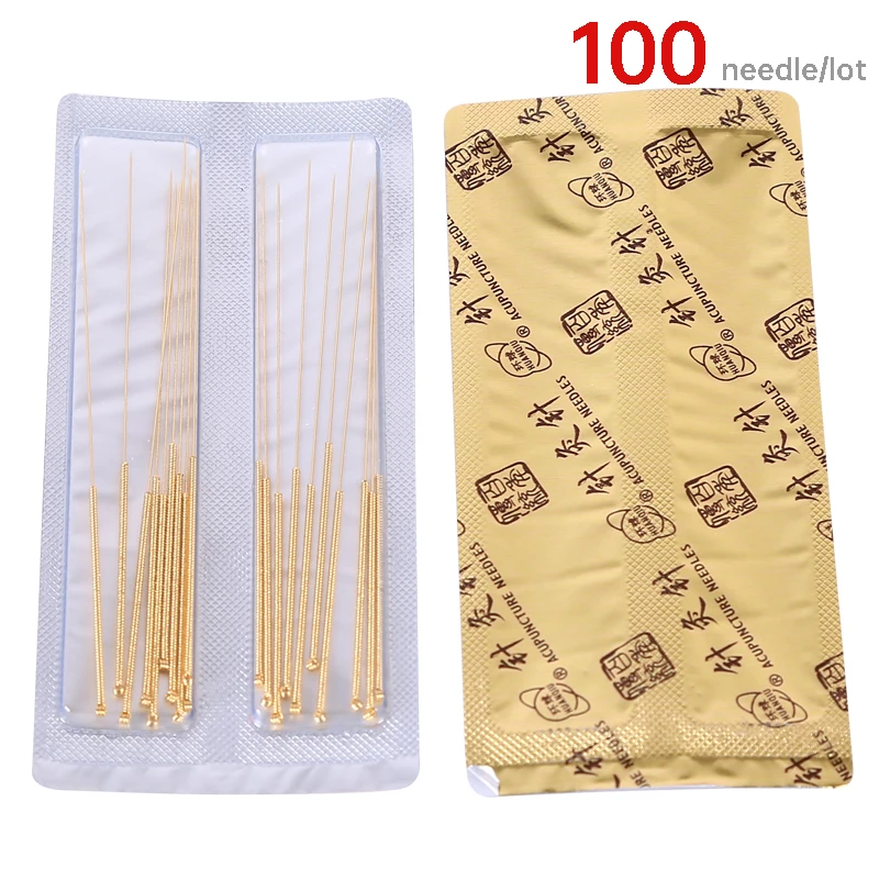 

100pcs/lot All Gold-plated Surface Stell Acupuncture Needle Low Allergy Individual Package (Gold Painted Needles)