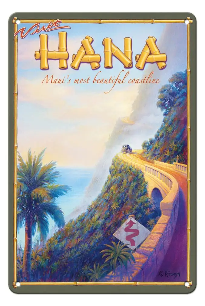 Pacifica Island Art Visit Hana - Maui’s Most Beautiful Coastline - Hawaii - Vintage Hawaiian Travel Poster by Kerne Erickson -