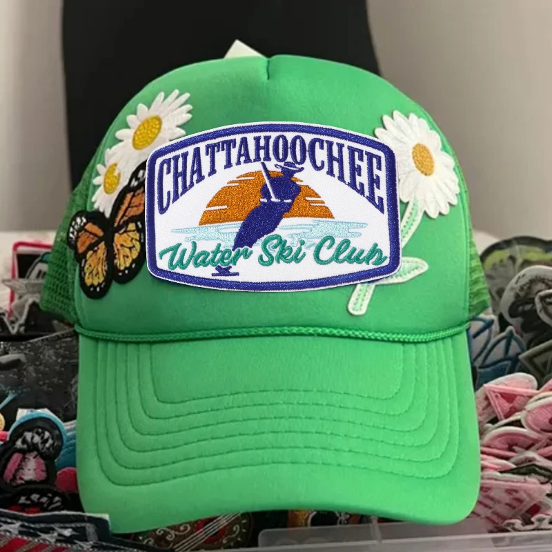 1PC Water Ski Club Embroidered Patch Sport Lover Motivate Morale Badge DIY Iron On Patches For Clothing Cap Jacket Trucker Hat