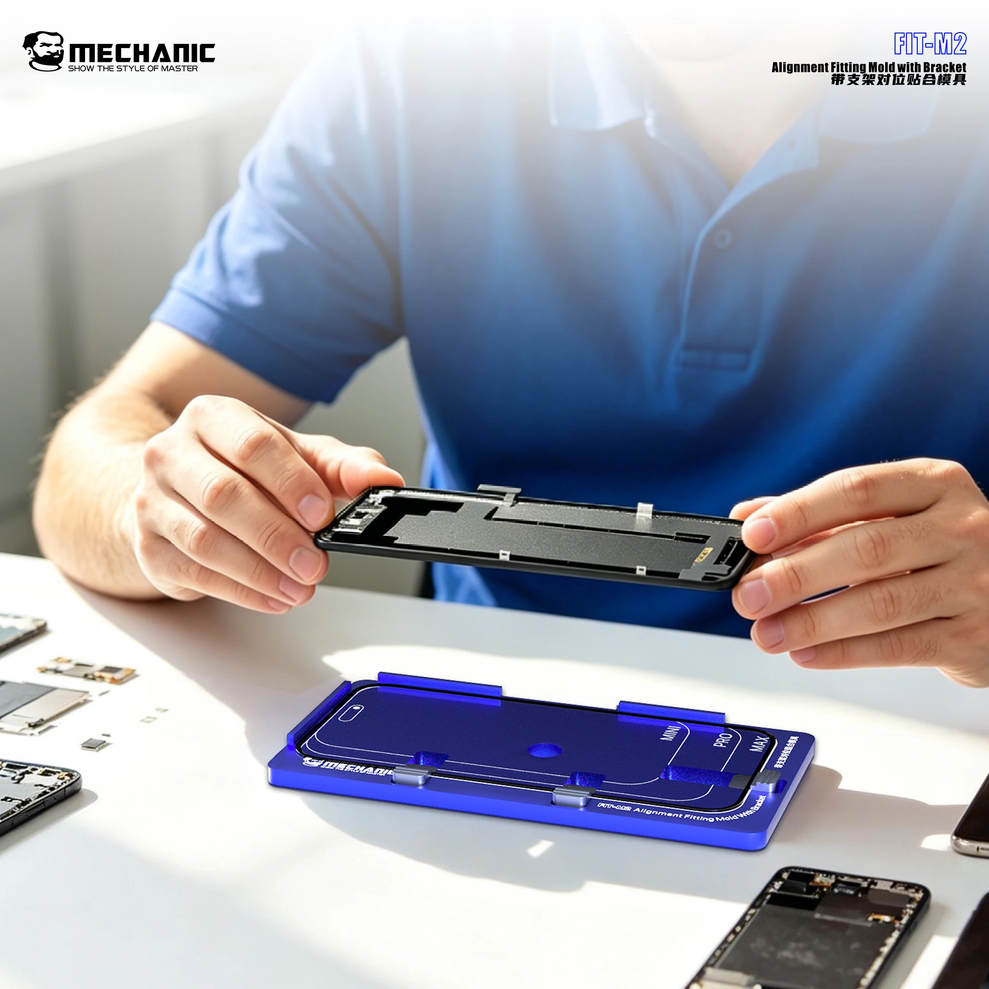 MECHANIC FIT-M2 Alignment Fitting Mold with Bracket For IP 12-17 PM Replacing Outer Screens/Cover Glass/Dry Adhesive Positioning