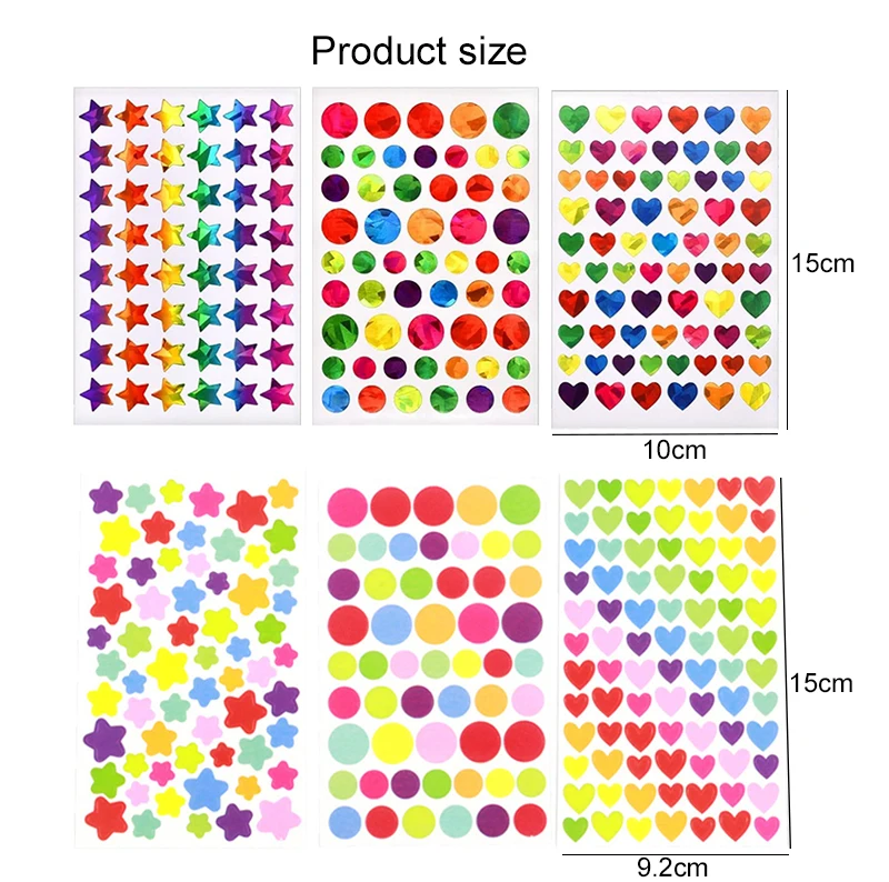 15/45pcs Children Sticker Toys Colorful Laser Dot Heart Star Handmade DIY Decorative Stickers for Kid Birthday Gifts TMZ image 2