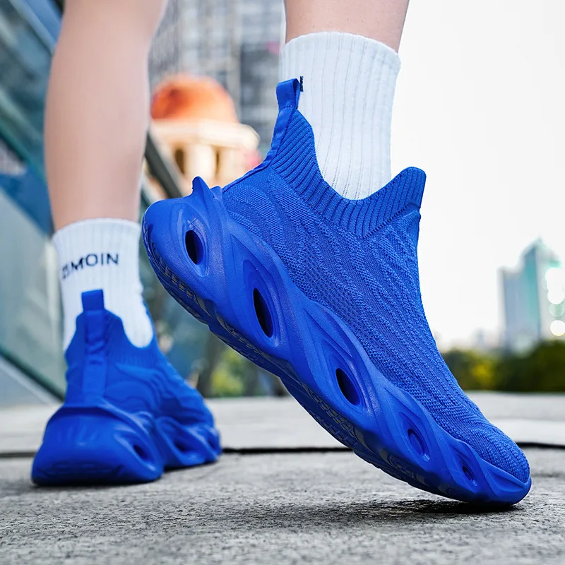 Klasik moda sarı erkek koşu ayakkabıları konfor çorap ayakkabı eğitmenler erkekler Unisex spor ayakkabı büyük boy 46 Zapatillas Hombre