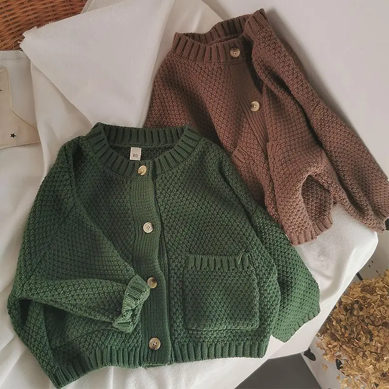 

Autumn New Children's Coat Korean Knitted Cardigan Boys and Girls Sweater Top 80-130cm