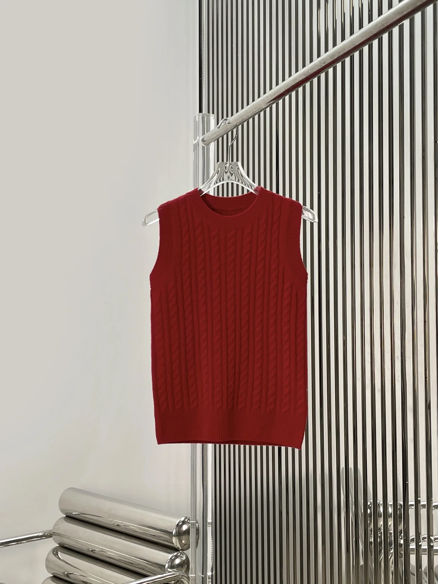 

Slim Fit Knitted round Ne Twisted Vest nt Ele Simple Sle Women's Faionable Versatile Knitwear Tank Top