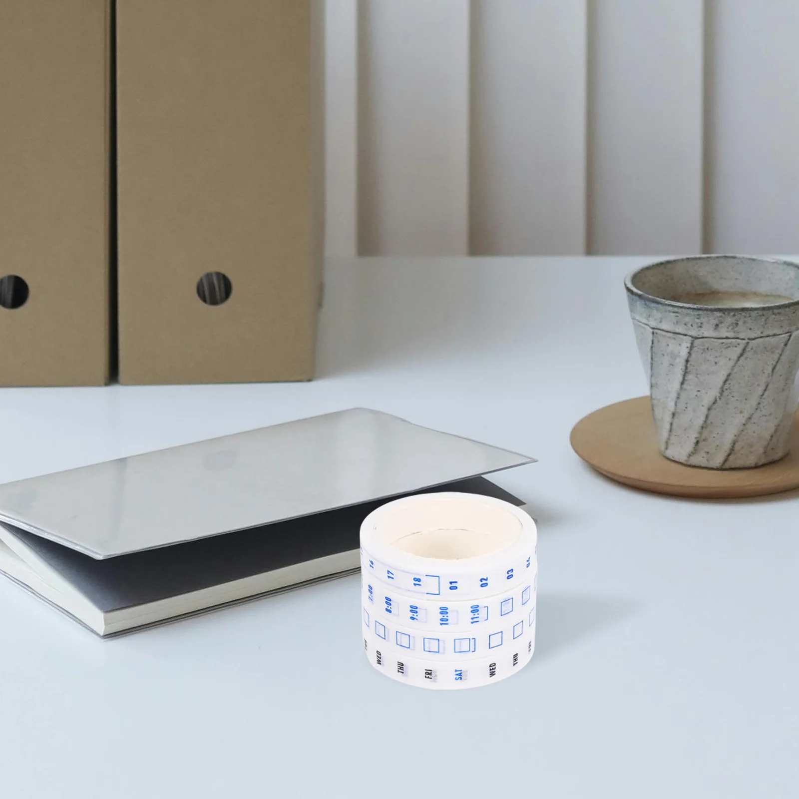 4 لفات من شريط اشي لإدارة الوقت الأسبوعي، مجلة مكتب يومية، مخطط يومي، شريط ورقي لاصق لقصاصات القصاصات