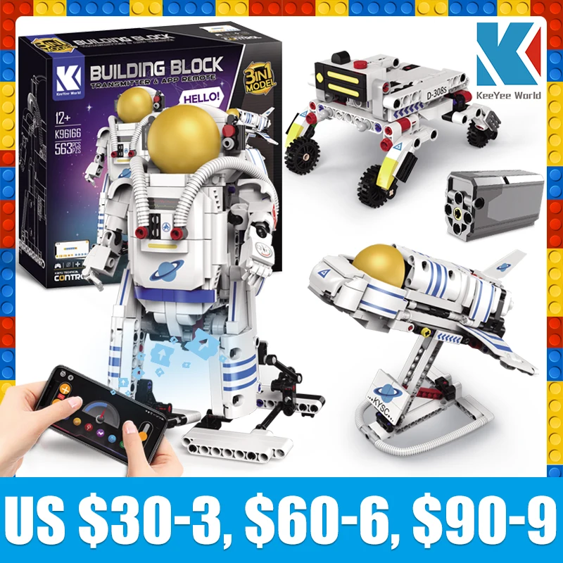 

Technical Space Astronauts Building Blocks K96166 3 in 1 Spaceman Exploring Adventure MOC Model Bricks Educationa Assembly Gift