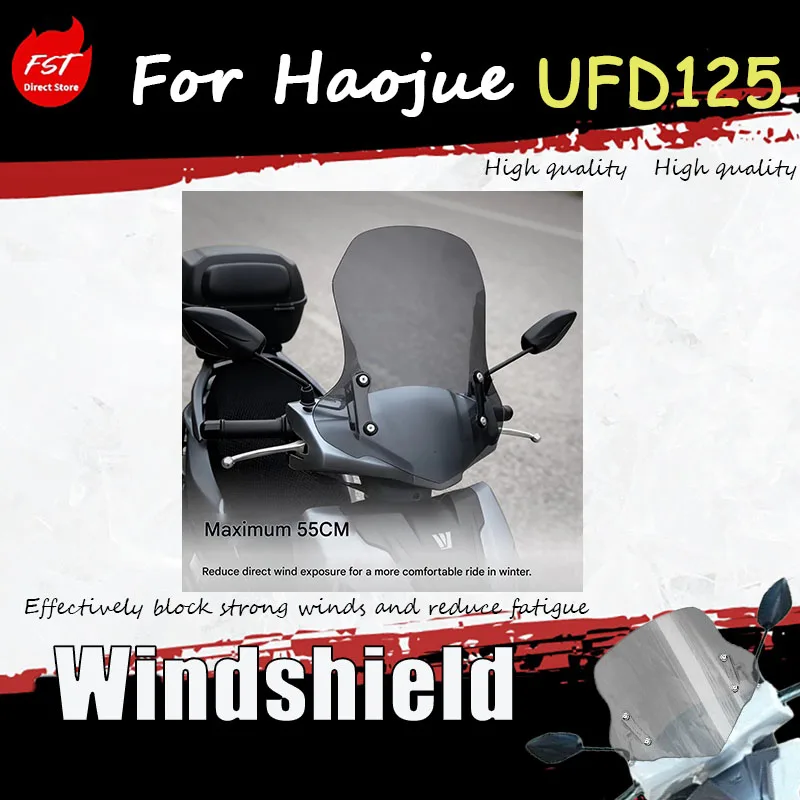 

Haojue UFD125 modified front windshield frame with imported transparent glass accessories for windshield glass