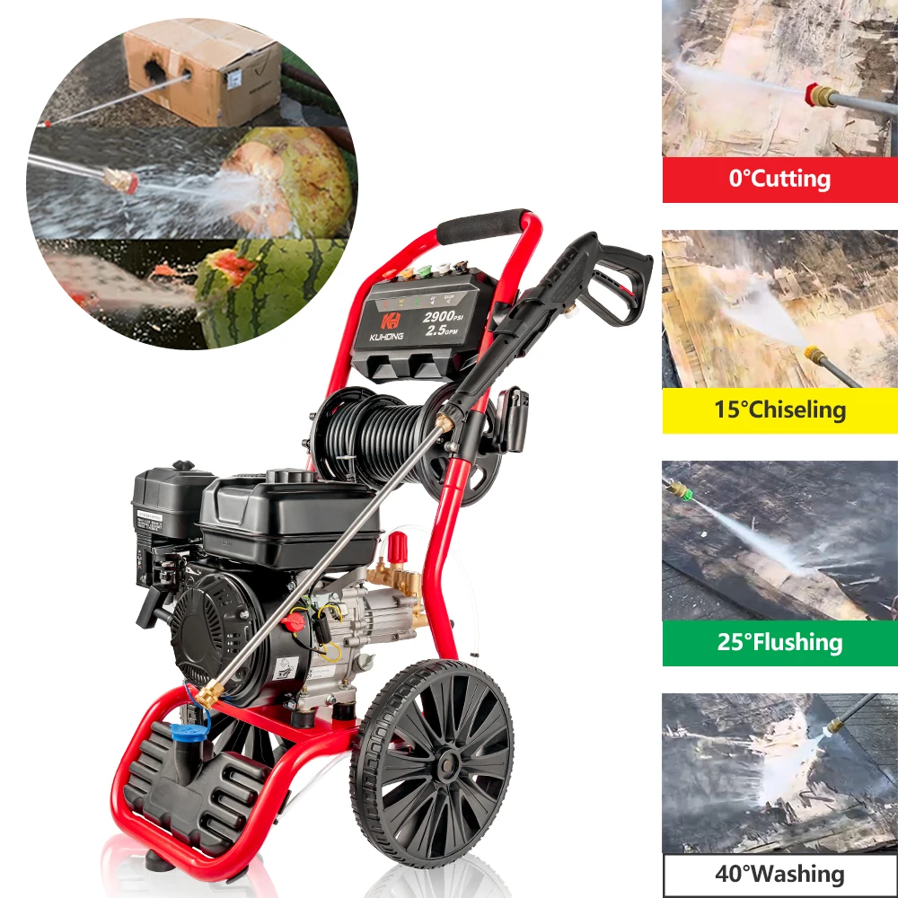 Kuhong Commercial Petrol High-Pressure 180Bar 2600psi Pressure Washer Machine New Manual Cold Water Cleaning Plastic Material