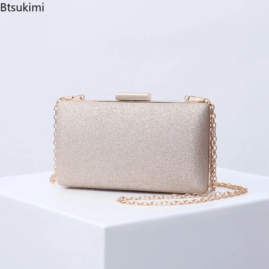 New Evening Bag Women Clutch Bags Wedding Shiny Handbags Bridal Elegant Dinner Party Clutches Purses Fashion Chain Shoulder Bag